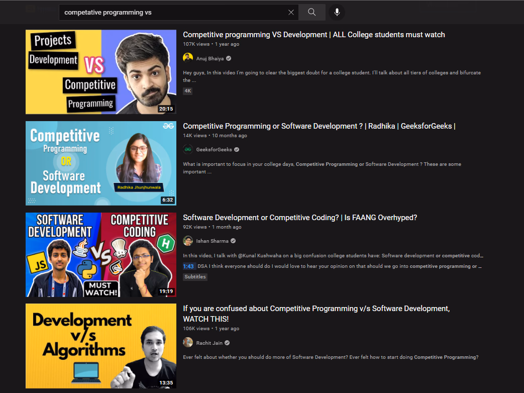 Competitive Programming vs Development vs DSA