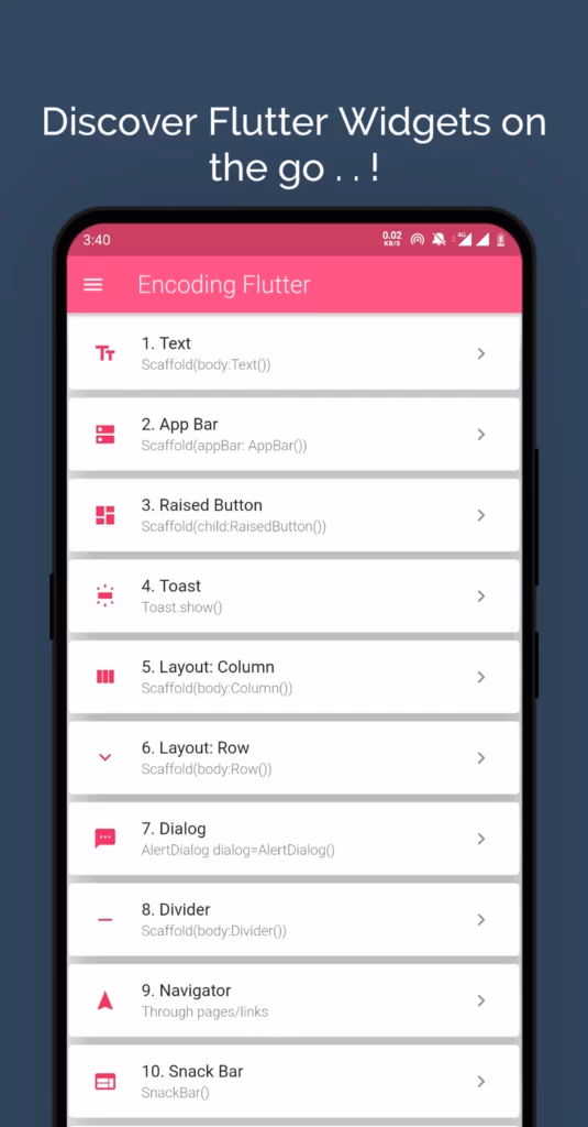 Encoding Flutter - Discover Widgets - main image